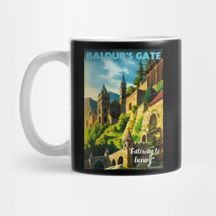 Baldur's Gate Tourism Poster - Sword Coast Faerun D&D Art Mug